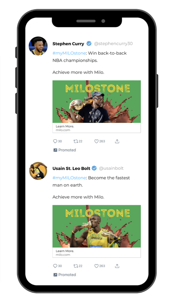 Two tweets by Usain Bolt and Stephen Curry