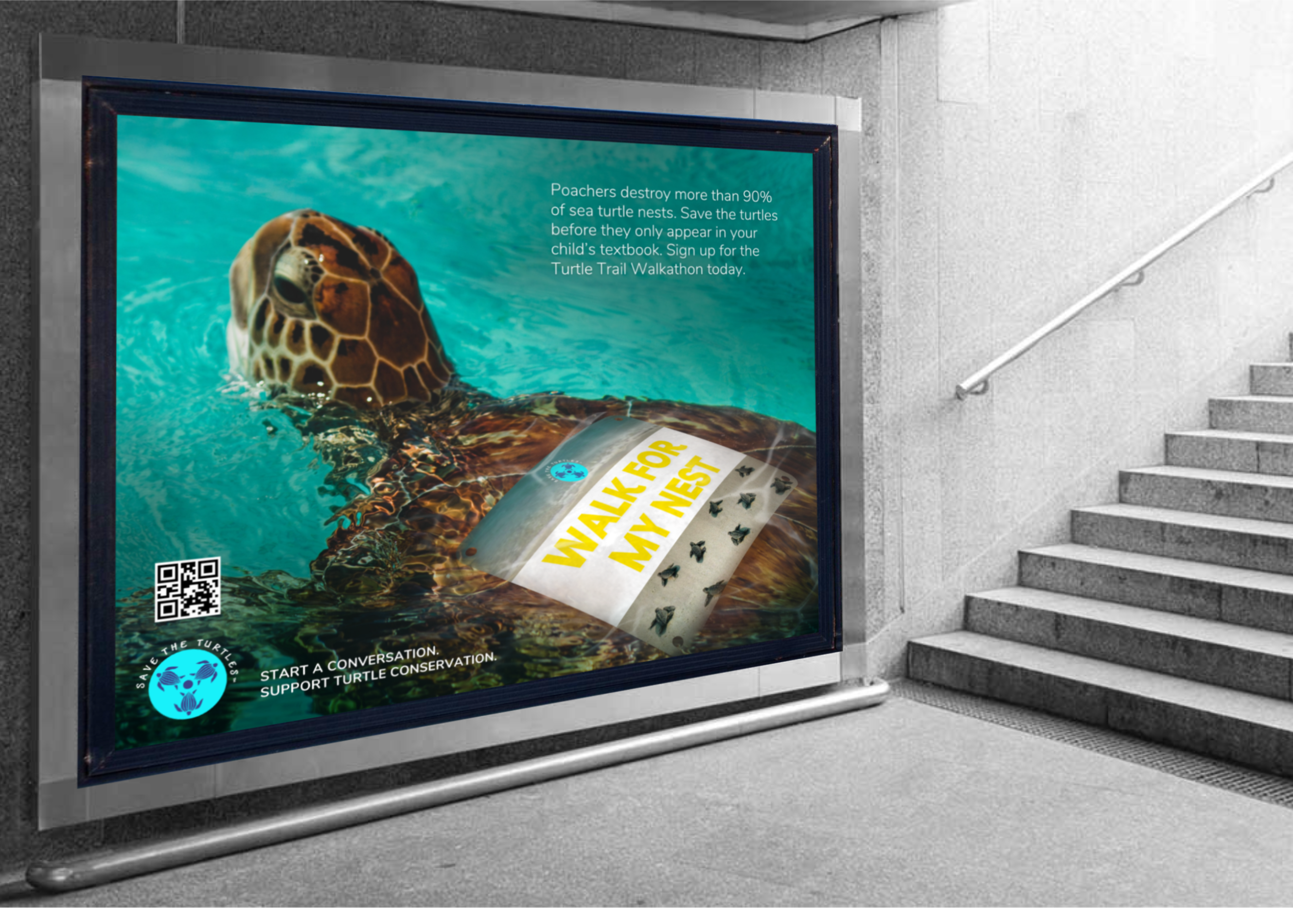 Mock-up of the poster in a subway station